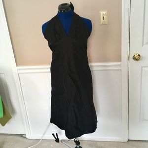 nwt whbm 8 black halter dress cotton blend